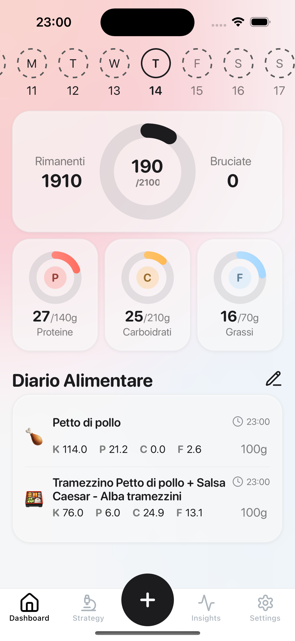 Leana Dashboard - Daily calorie and macronutrient tracking