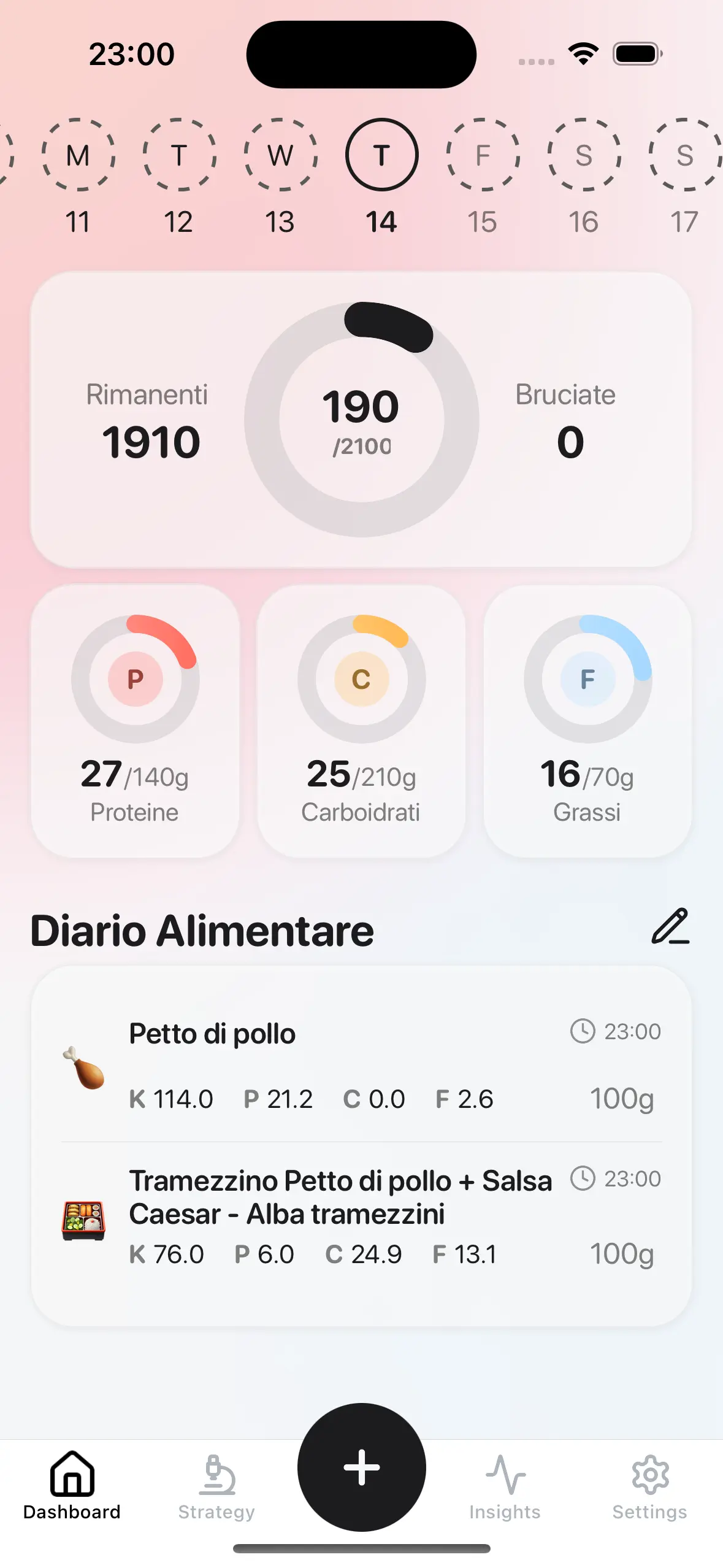 Leana Dashboard - Daily calorie and macronutrient tracking